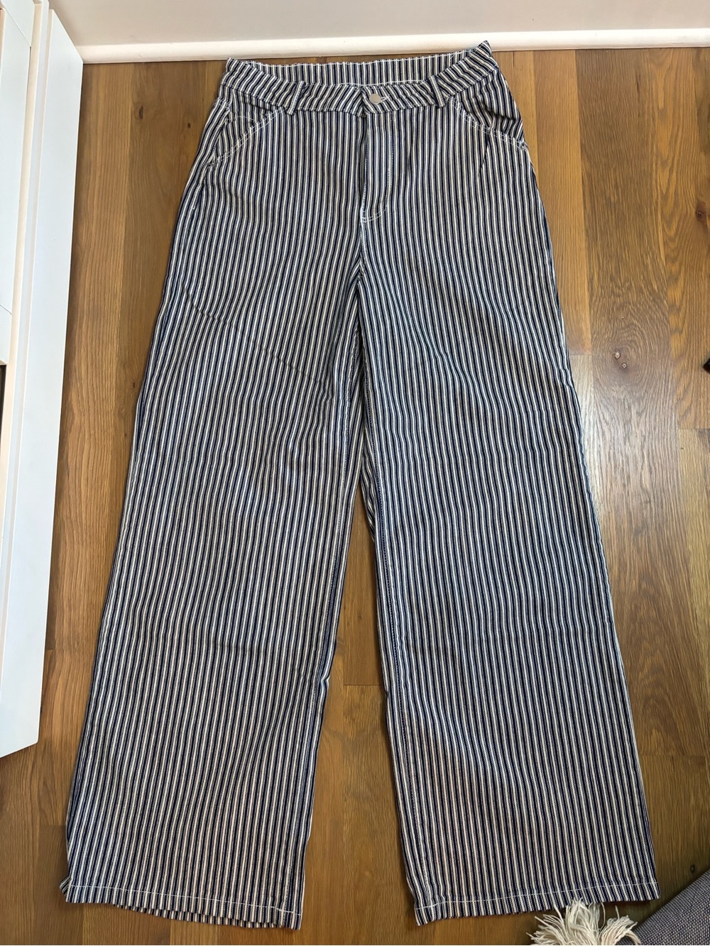 VMD Navy and White Striped Wide-Leg Pants